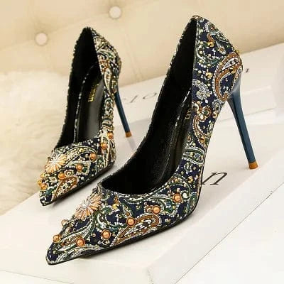 41 / 2 NEW Fashion simple sexy nightclub pumps  stiletto shallow mouth  shoes pointed-toe studded high heels