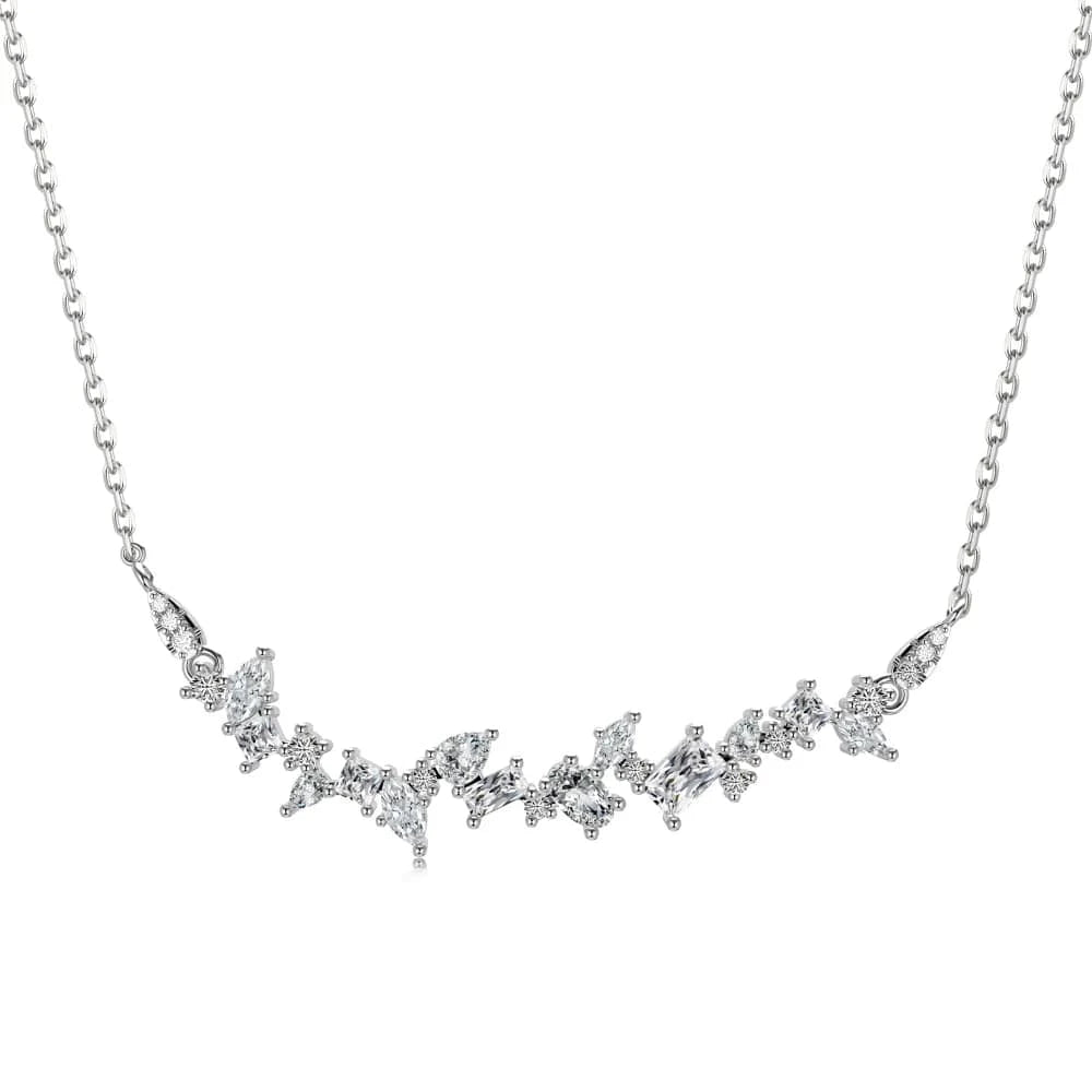 41+5cm / DY190762-S-W-WH Dylam Factory Wholesale High Quality Low Price Multi Shape Necklace 925 Sterling Silver Cluster Row Pendant Necklaces For Women
