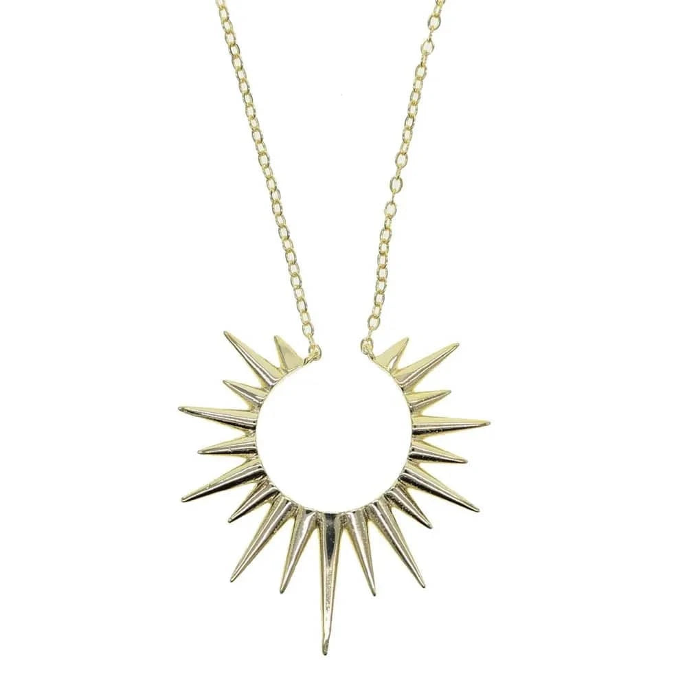 41+5cm / N547g women spike round charm pendant necklace with silver color plated statement spike necklace jewelry for wedding party gift