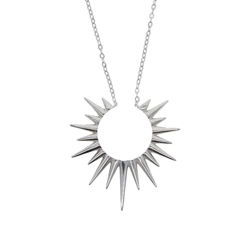 41+5cm / N547p women spike round charm pendant necklace with silver color plated statement spike necklace jewelry for wedding party gift