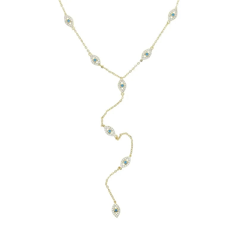 41+5cm / YN20-Gold 2023 New Arrived Bling Silver Gold Plated Fashion Women Jewelry 5A CZ Lariat Y Evil Eye Long Chain Necklace