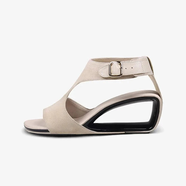 41 / Apricot 6cm Women Casual Sandals Versatile T-strap Open-toe Mujer Shoes Hollow Out Ankle Strap High Heel Sandals For Ladies Dating Sandalias