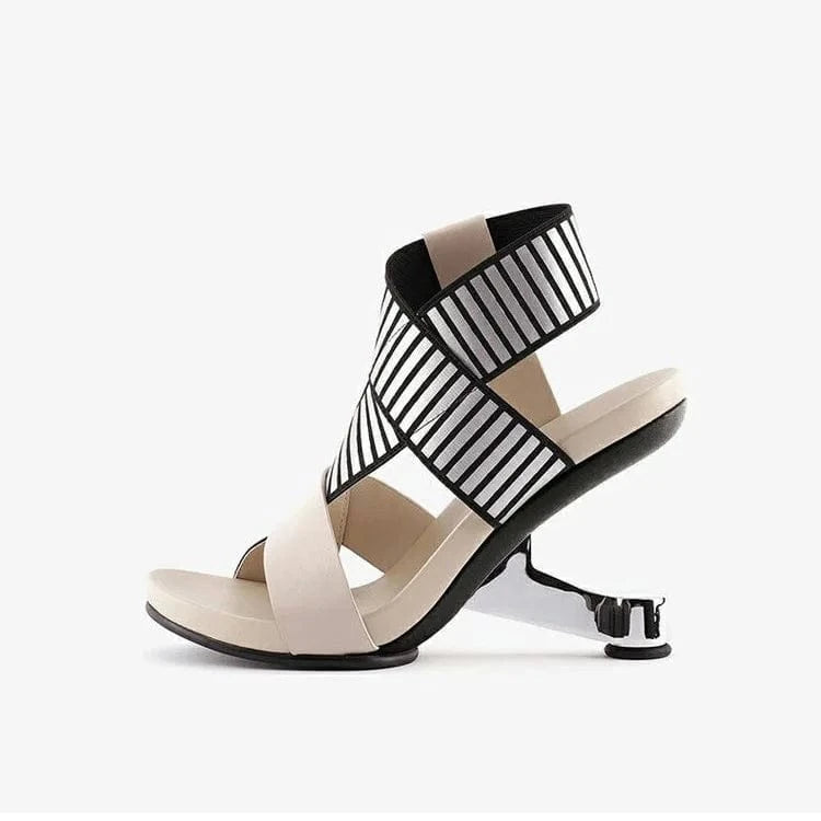 41 / Apricot Women Casual Sandals Fashion Color Patchwork Open-toe Roman Shoes Cross Strap Lace Up High Heel Sandals Ladies Outdoor Sandalias