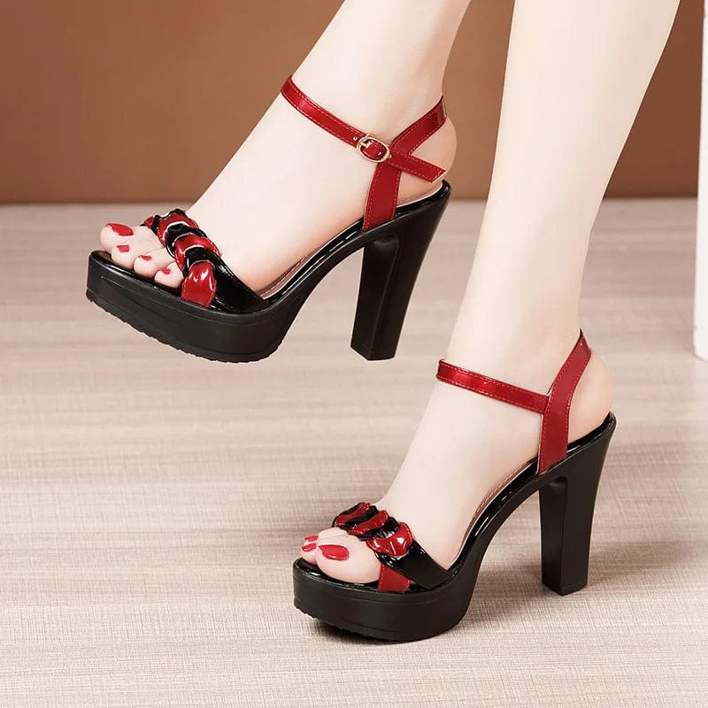 41 / Black 10cm sh12426a Different 8cm and 10cm sandal femme quality women heeled sandals 2023