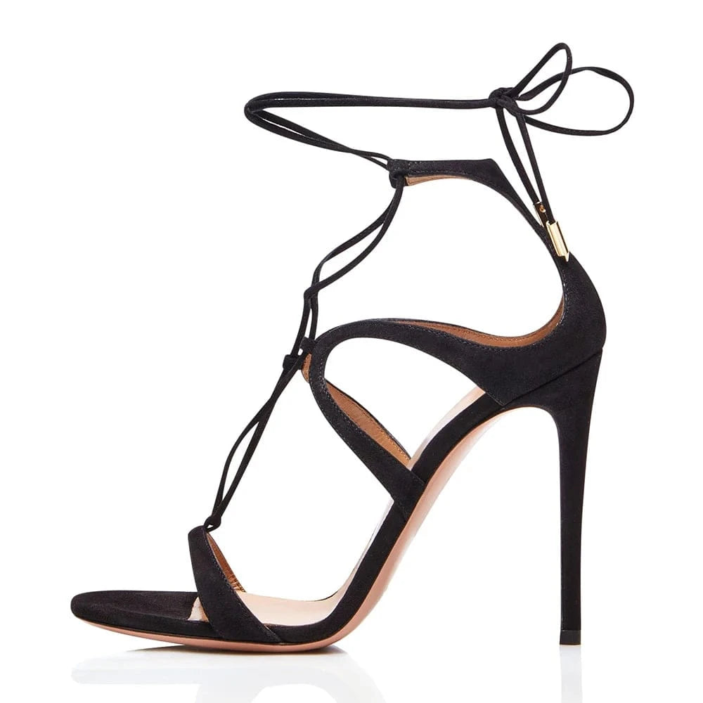 41 / Black Elegant High Heel Sandal Heels  Shoes For women Strappy High Heel Ladies Rose Gold Stilettos