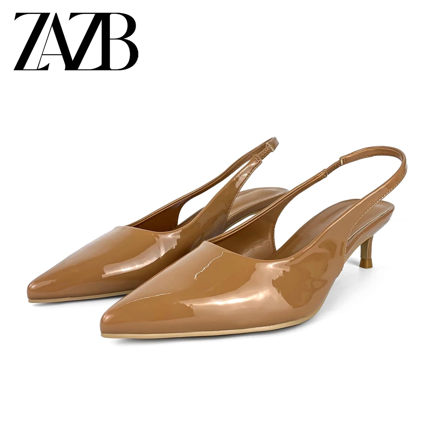 41 / Brown ZAZB Brand Customized Leather Sandals for Women's Mid Heel Sandals Slim Wedding Bride Elegant Women