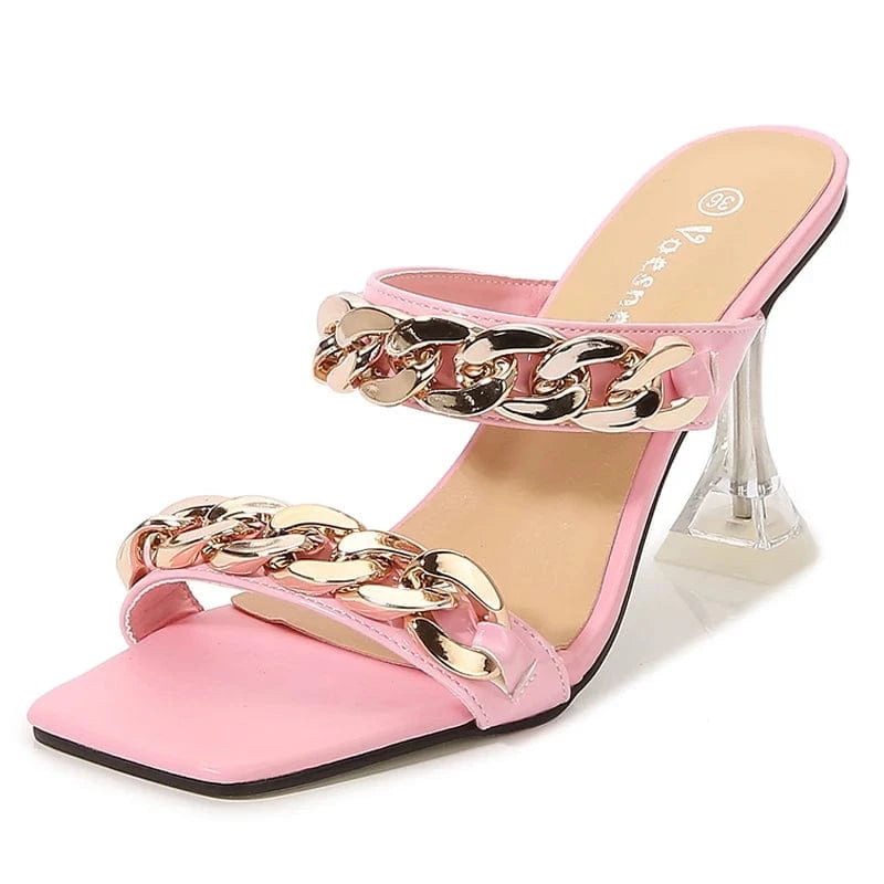 41 / Pink New Arrival Summer Shoes Women High Quality 9 CM High Heels Crystal Wine Glass Heels Sandals Trendy Slippers Ladies