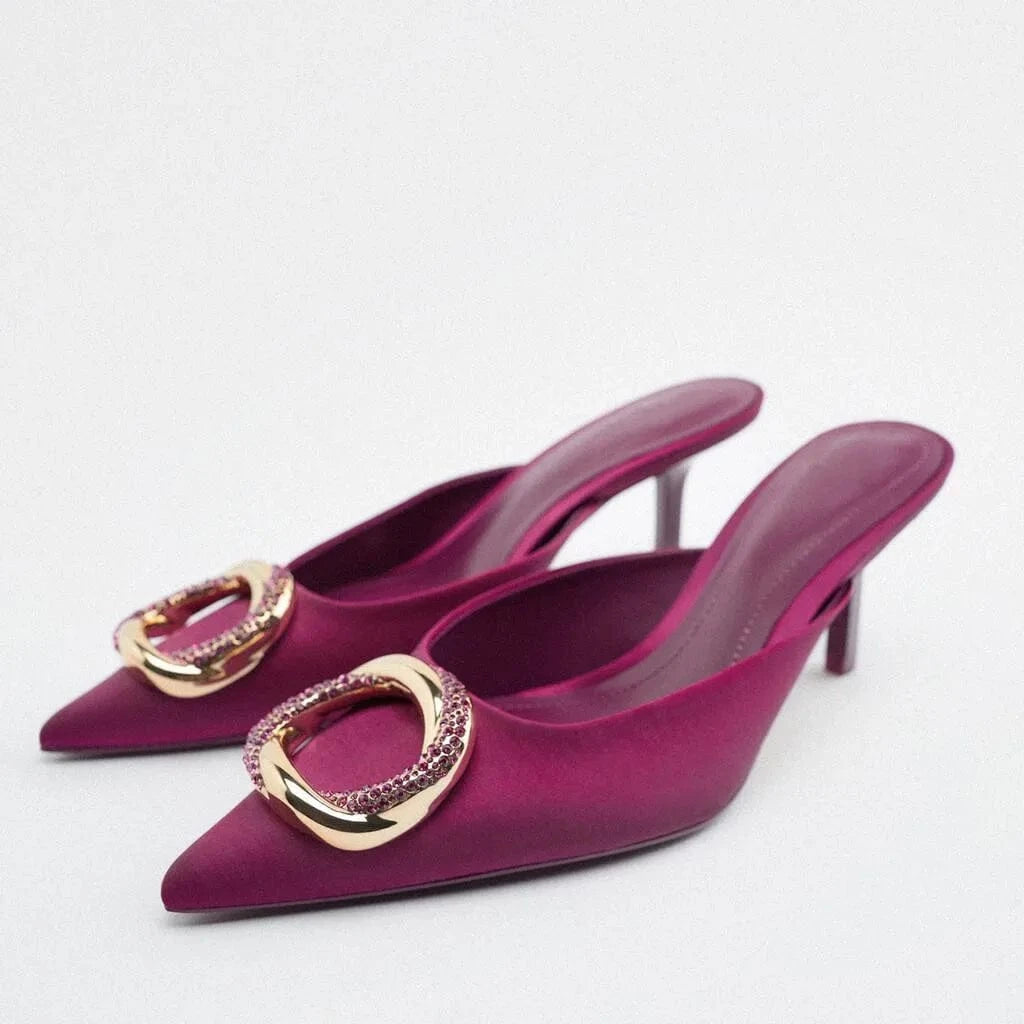 41 / Purple Women Summer New Fashion Casual Pointed Toe High Heels Sandals Wrap Toe Dress Sandals For Ladies