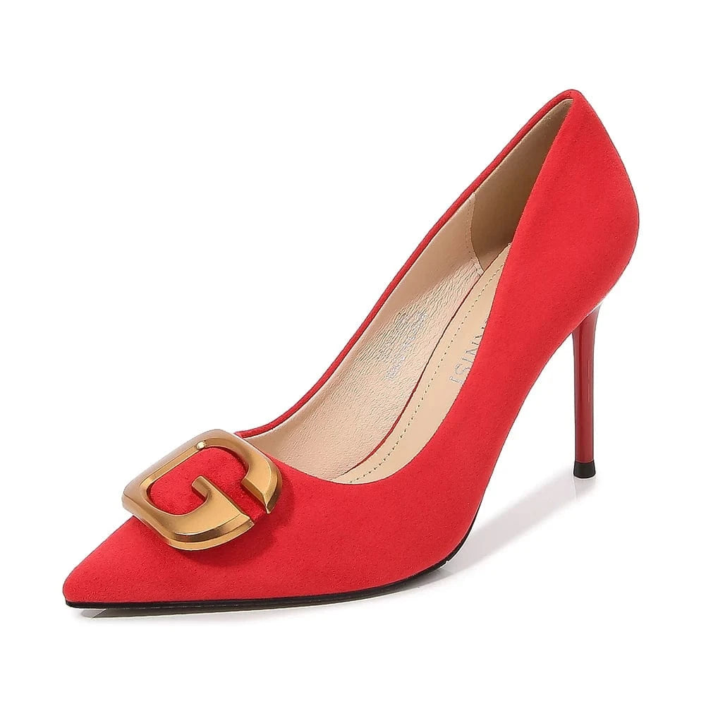 41 / Red New fashion 9 cm stilettos ladies big size pumps high quality elegant women office shoes high heels