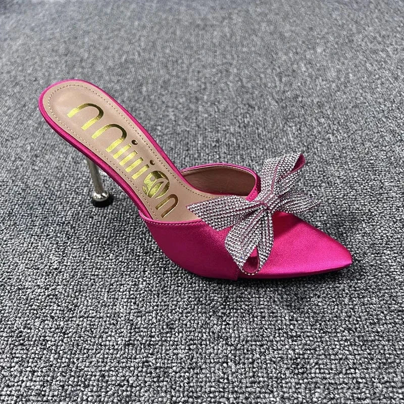 41 / Rose red` 2022 New Female Pointed-toe High Heels Stilettos Sexy Ladies Outdoor Super High Heel Slippers