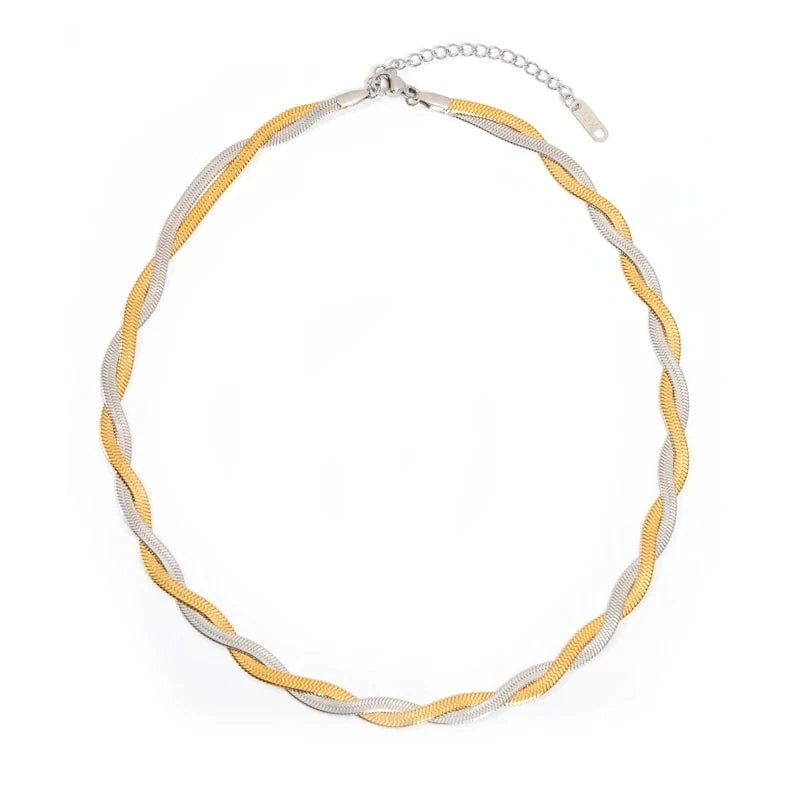 41cm+5cm / Gold &silver Joolim Jewelry 18K Gold Plated Twisted Snake Chain Necklace Stainless Steel Necklace Trendy Jewelry