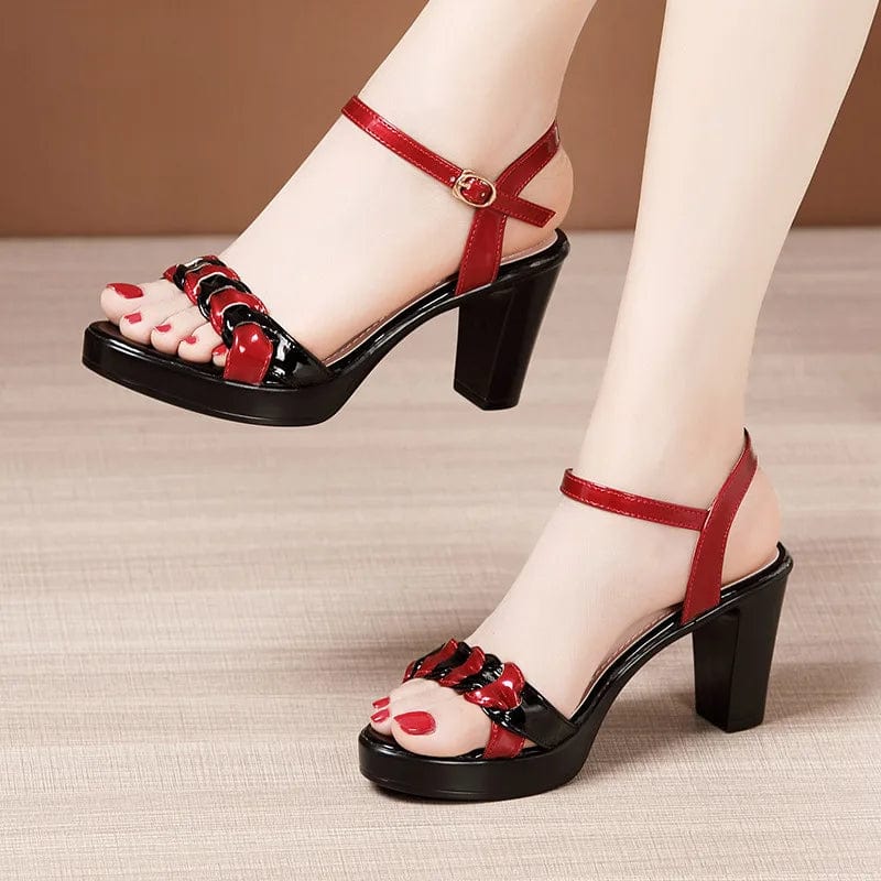 42 / Black 8cm sh12426a Different 8cm and 10cm sandal femme quality women heeled sandals 2023