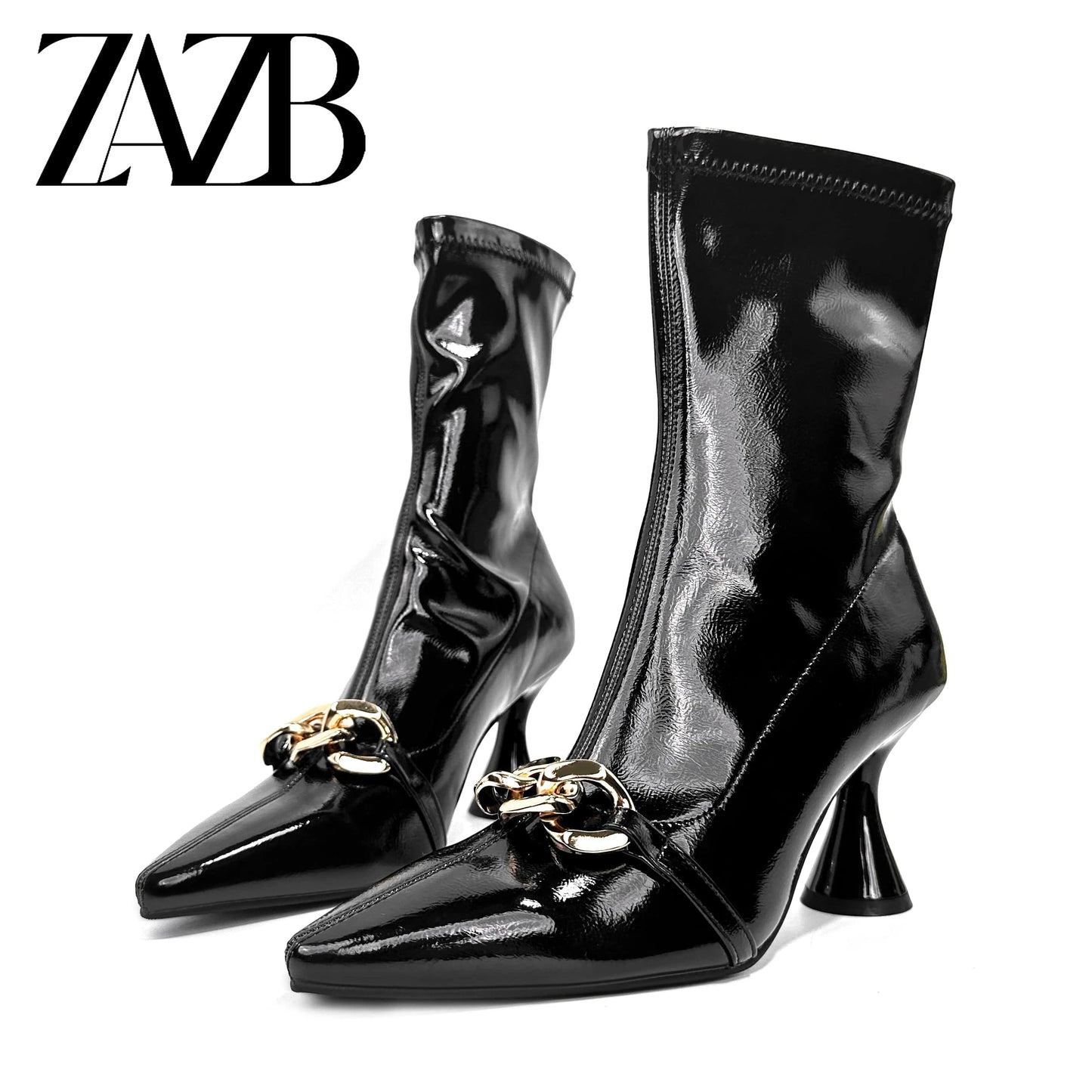 42 / Black Custom women solid color Shoelace metal buckle designer shoes high heels  leather boots  women genuine leather leathers luxury