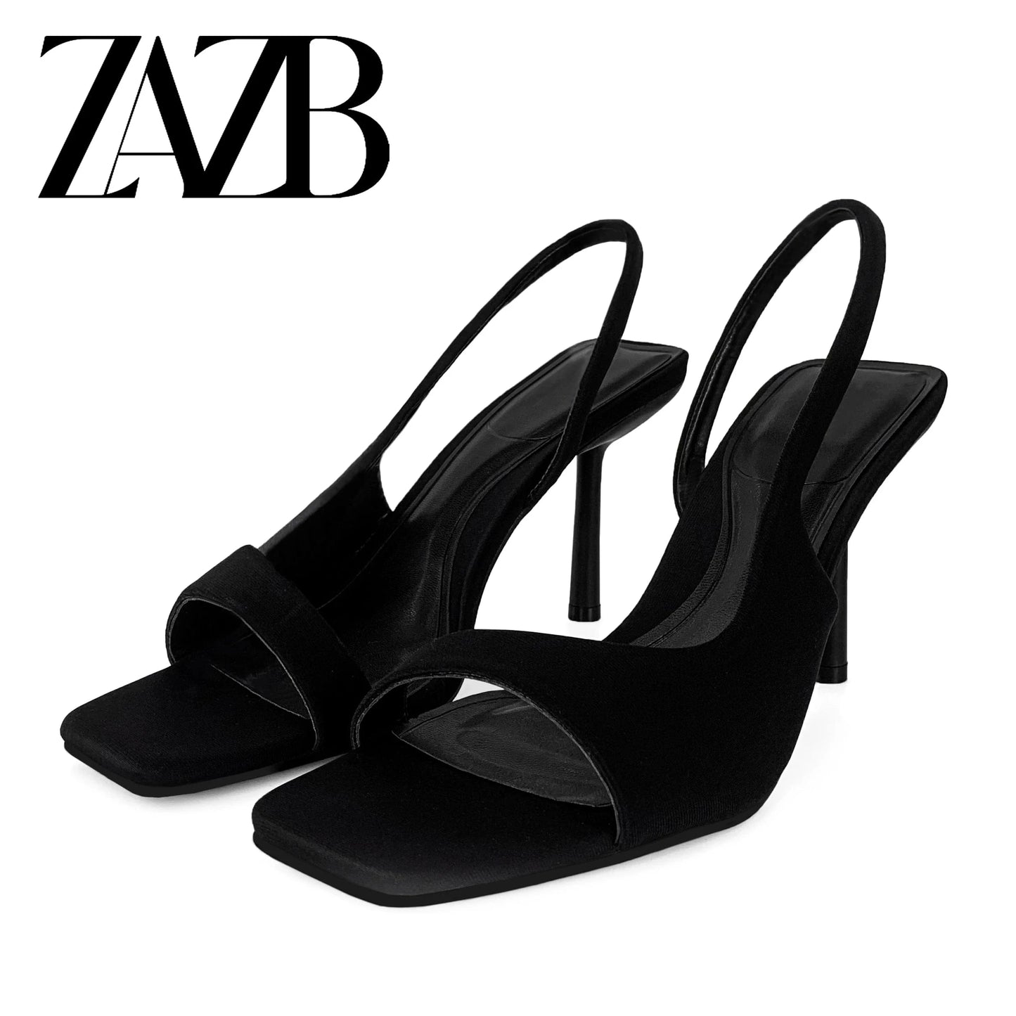 42 / Black ZAZB brand custom leather high heels shoes for women sandals Slim sexy wedding bride elegant ladies and chaussures pour femmes
