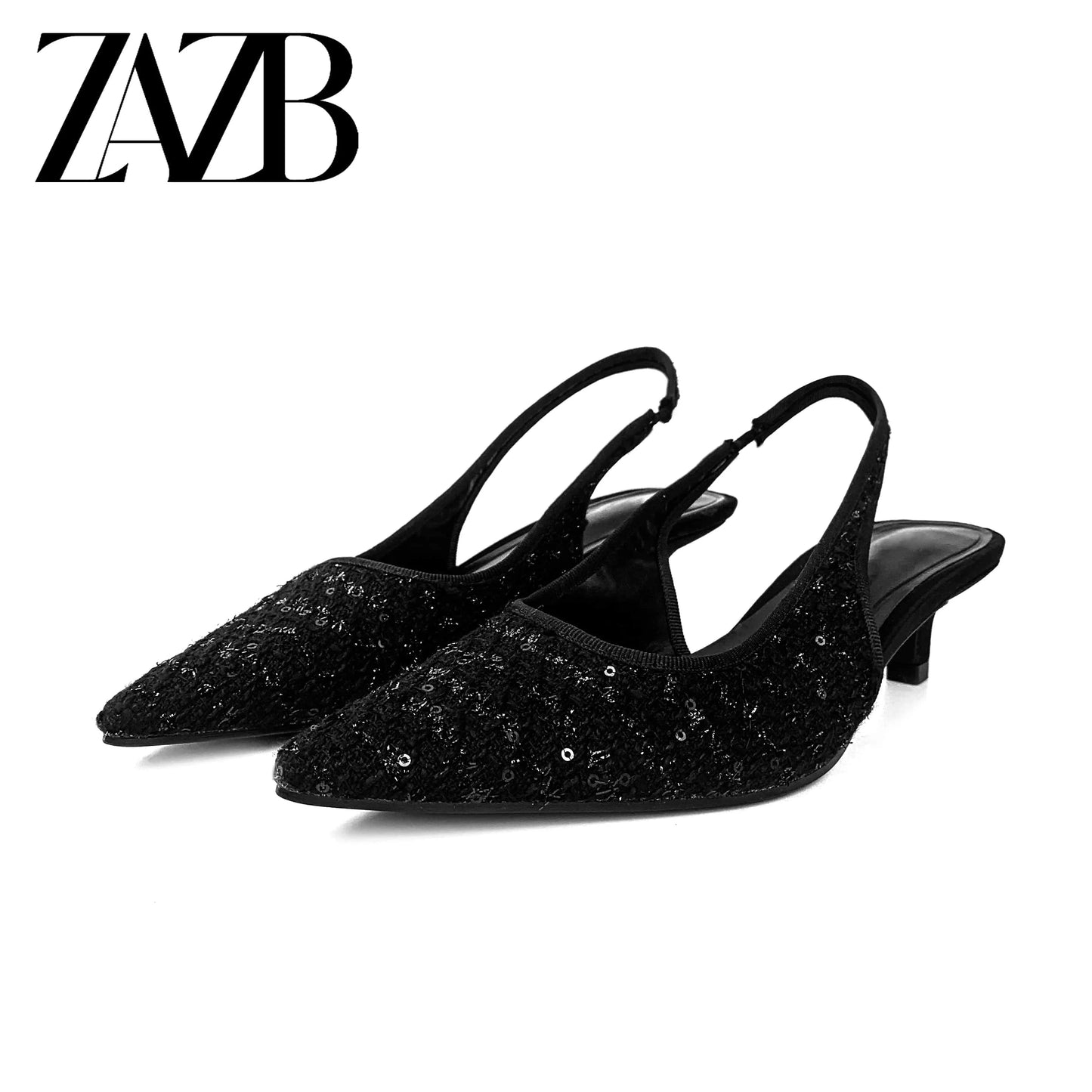 42 / Black ZAZB Brand Women's Customized Black Mid Heel Sandals Bridal Shoes Elegant Women