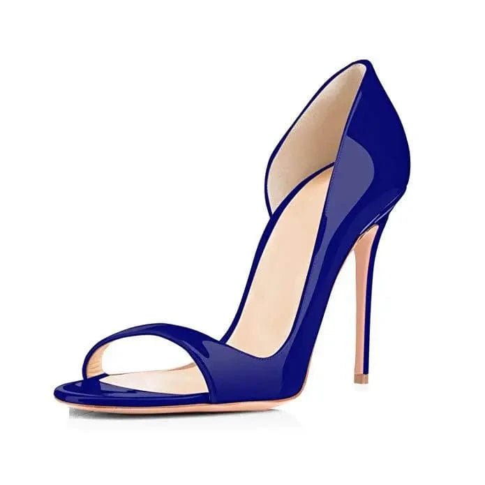 42 / Blue Chaussures Femme Elegant Color Patchwork Open-toe Mujer Shoes Side Hollow Out Large Size High Heel Sandals Ladies Dating Sandals