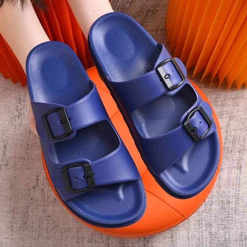42 / Blue low moq new pvc china shoes summer slippers chinese slippers blank slide slippers custom sandals  for women