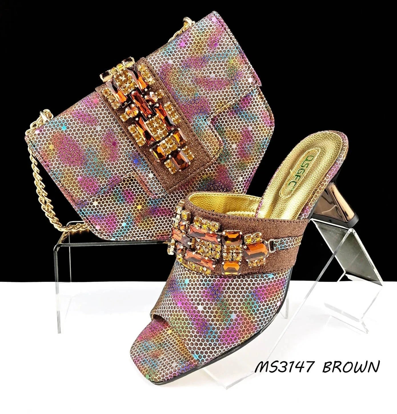 42 / Brown 2024 fashion women pump armpit bag crossbody bag paired with ladies high heel slippers strapless design for Office ladies