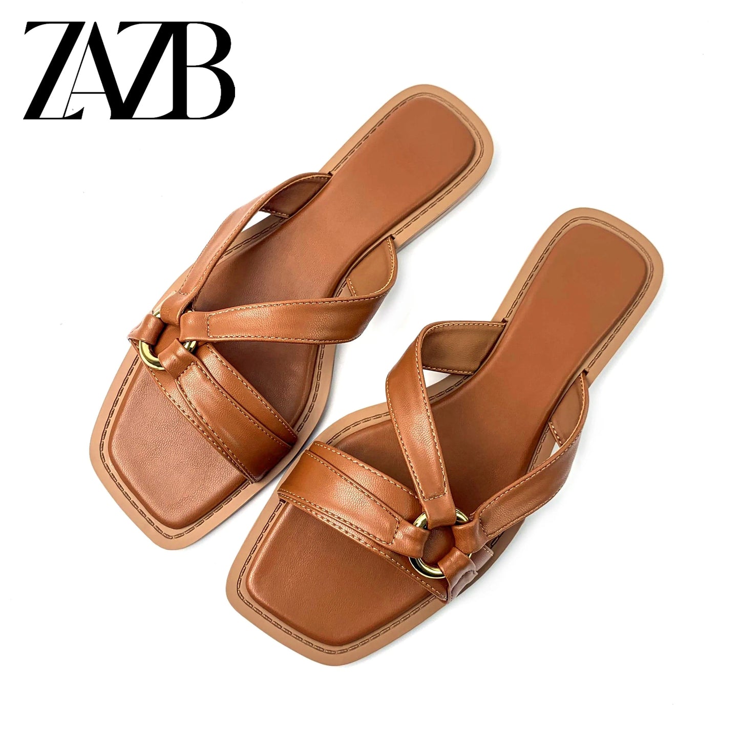 42 / Brown Custom solid color square designer shoes sandals for women and ladies slipper shoes luxury sandy beach  femmes fashion