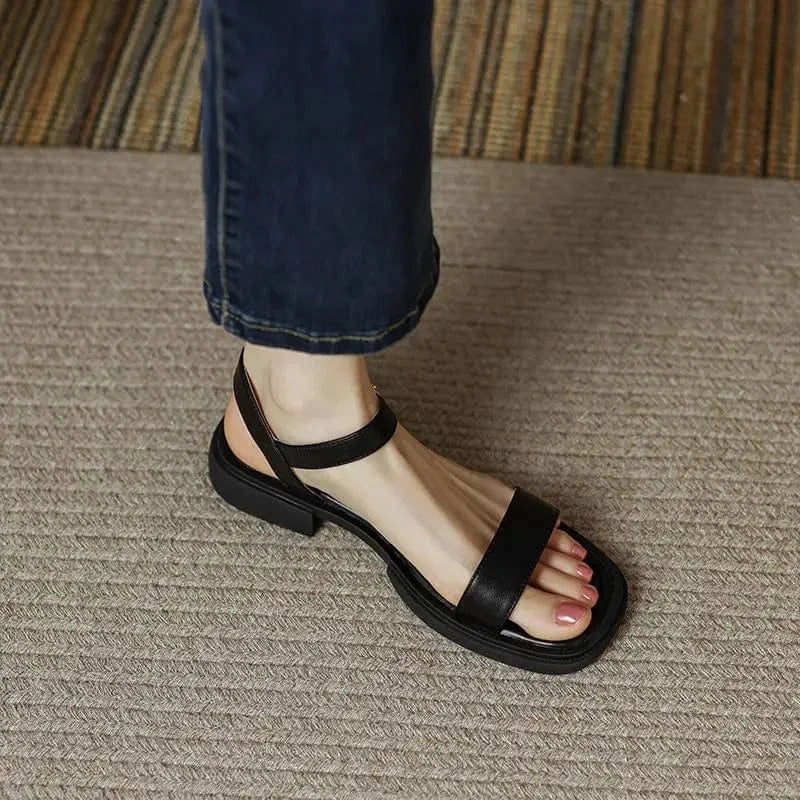 42 / C-003 Korean Summer Ladies Sandals High Top Casual Open Toe Style Anti-Slippery Breathable Features High Leather PVC Open Daily Use