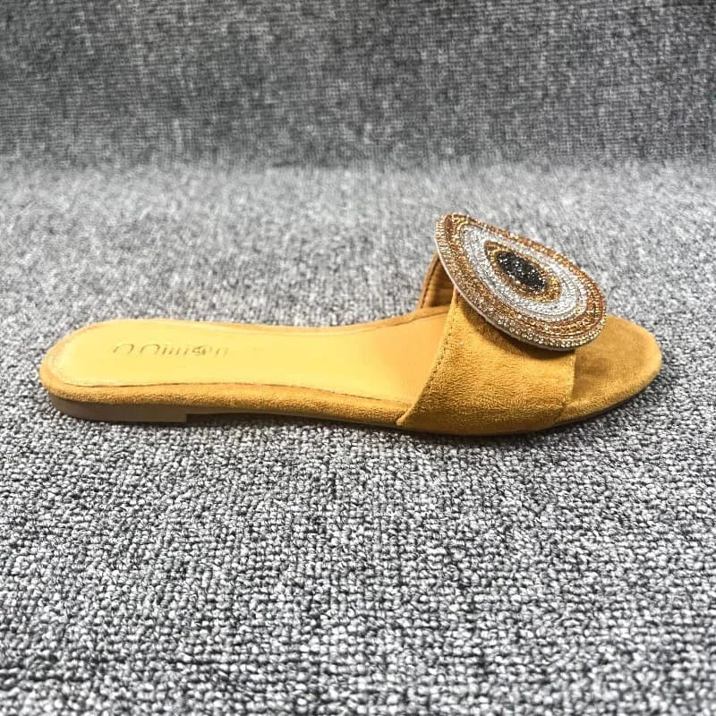 42 / Camel Dropshipping Custom Logo Cute Design Ladies Flat Slippers Outdoor Non-slip Casual Slides Slippers for Women
