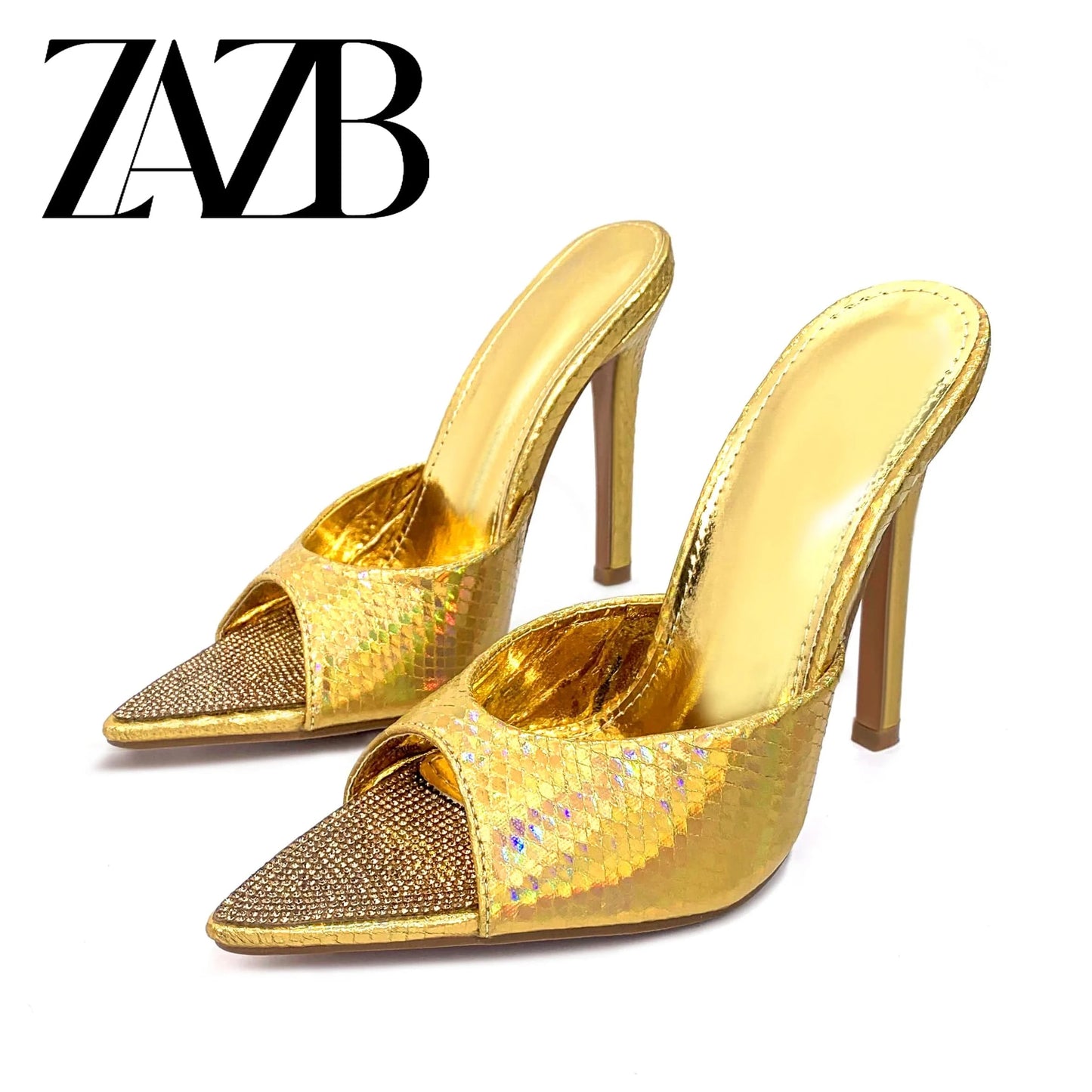 42 / Gold Customized designer shoes Pointed slippers Women and women's high heel slippers Luxury women's fashion
