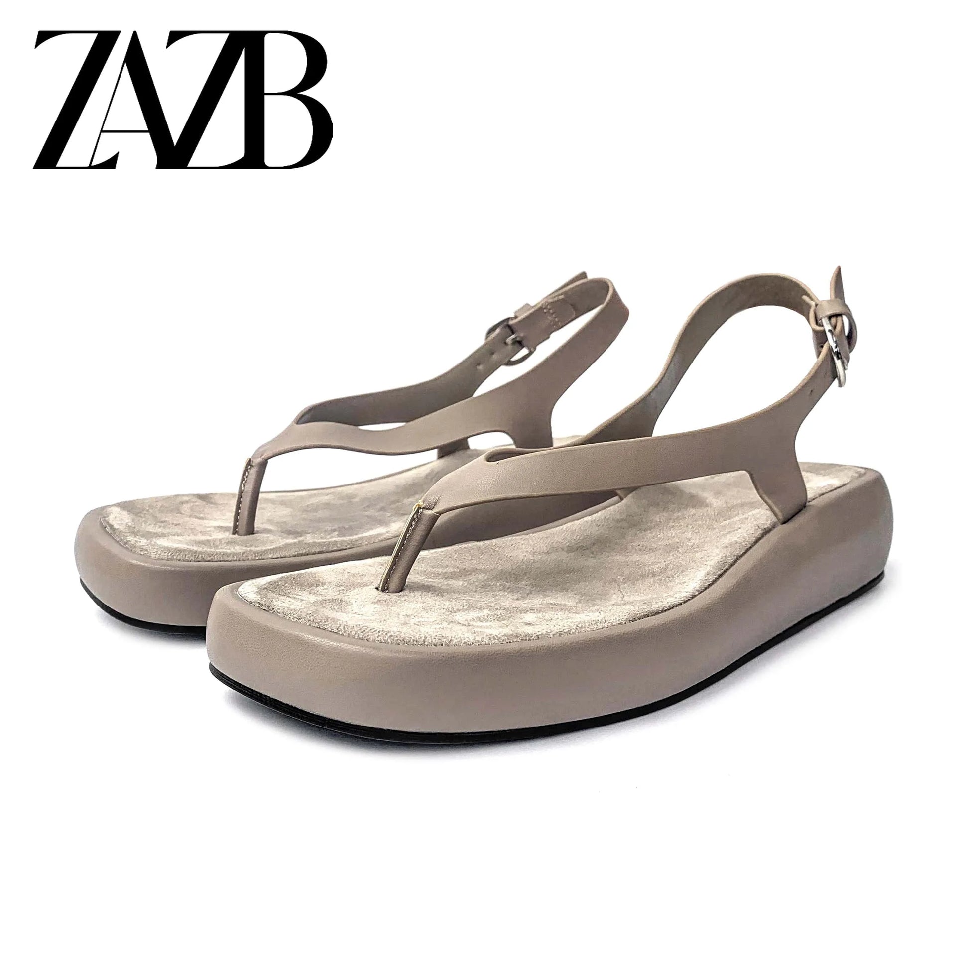42 / Grayish brown ZAZB Custom flip flops designer shoes sandals for women and ladies flat bottom luxury slippers femmes fashion
