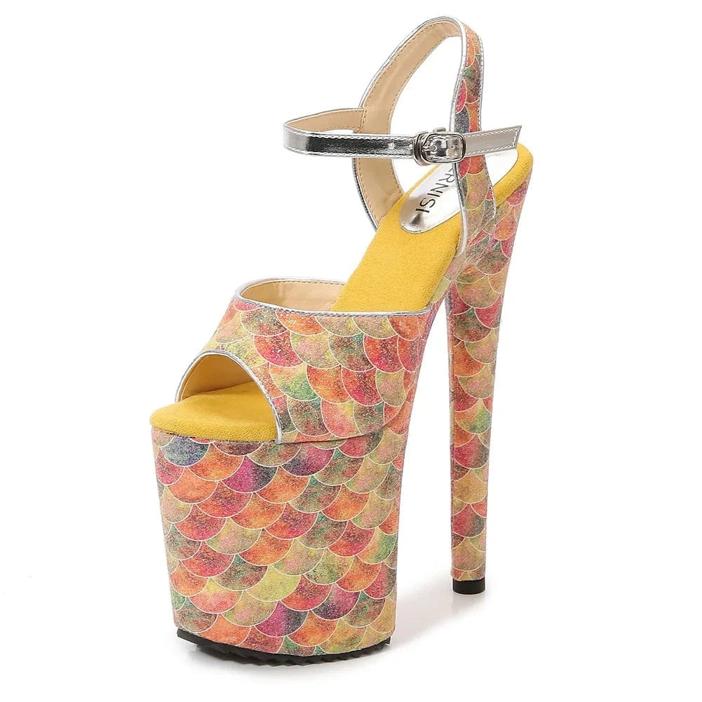 42 / Orange Wholesale 20 CM Stiletto Strippers Ankle Strap Platform Sandals Ladies High Heel Women's Pole Dance Shoes Heeled Sandals