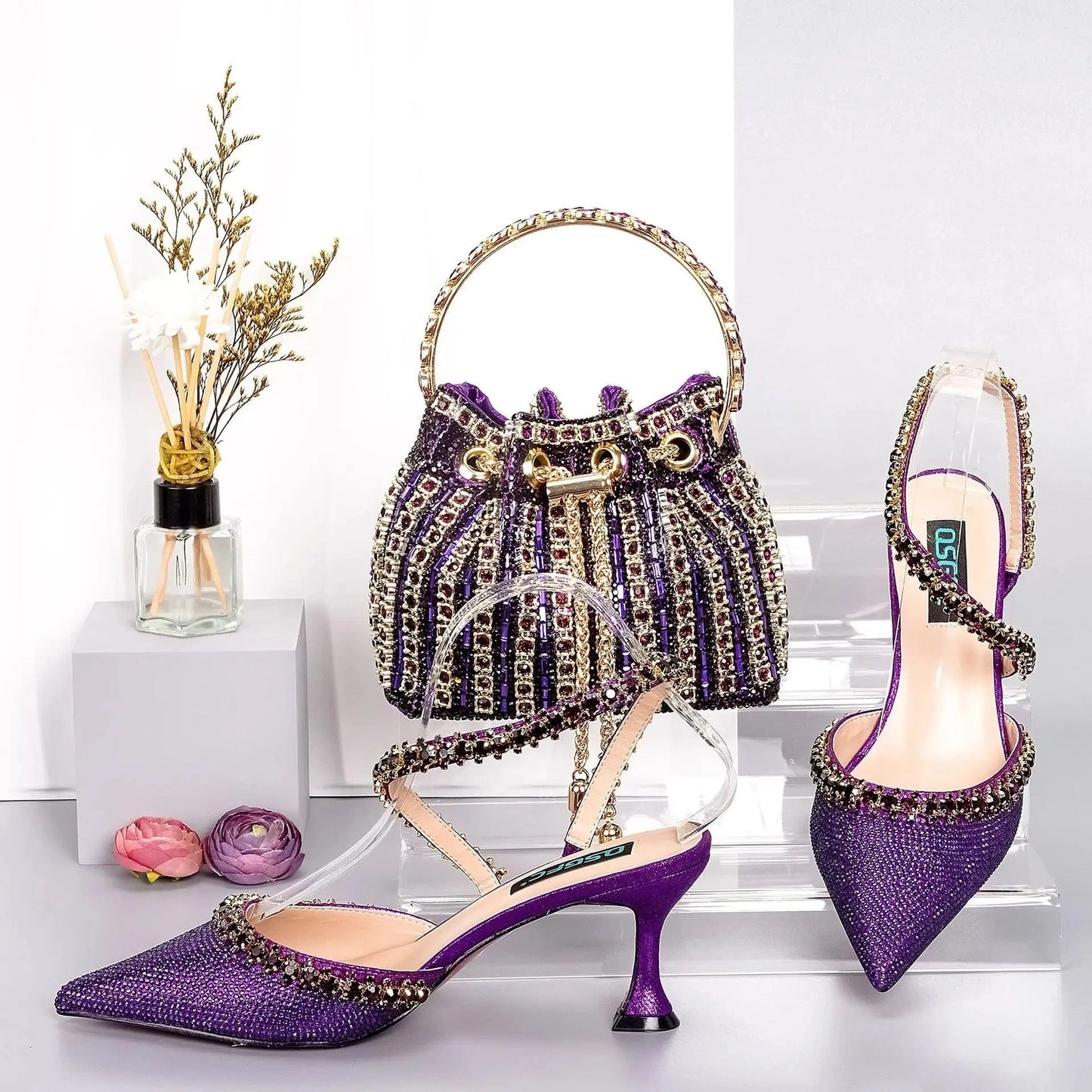 42 / Purple African Italian Party Women Ladies Colorful Sandal Handbag With Clutch Bag Sandals Multi Colored Hand Bags And Sandals