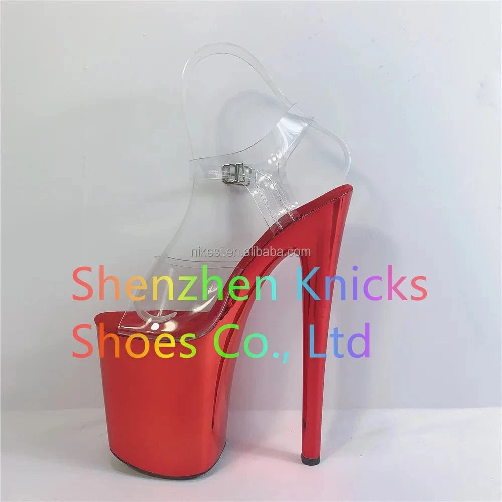 42 / Red 8inch-20CM sexy super high-heeled shoes sandals thin heel show banquet shoes buckle waterproof platform sandals