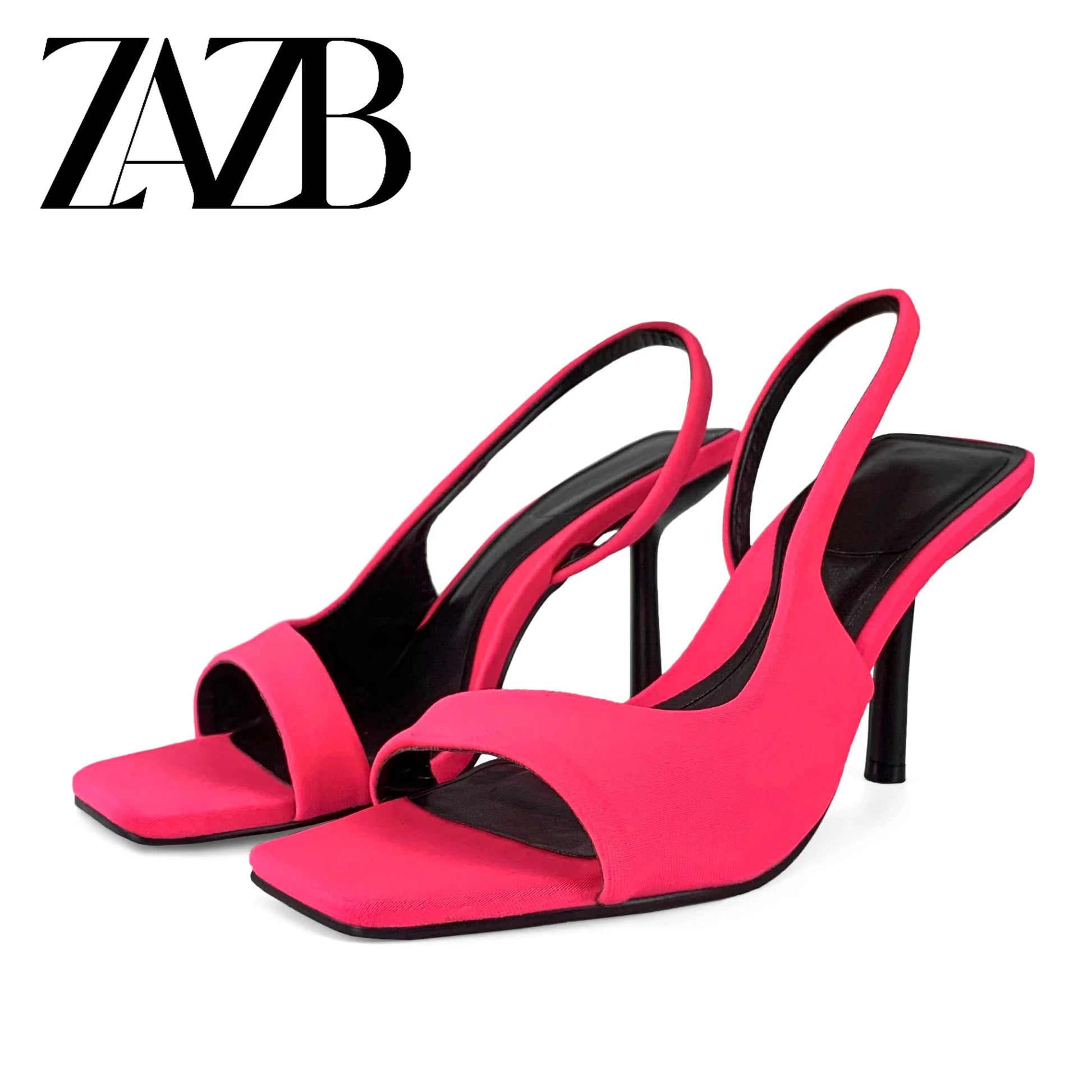 42 / rose red ZAZB brand custom leather high heels shoes for women sandals Slim sexy wedding bride elegant ladies and chaussures pour femmes
