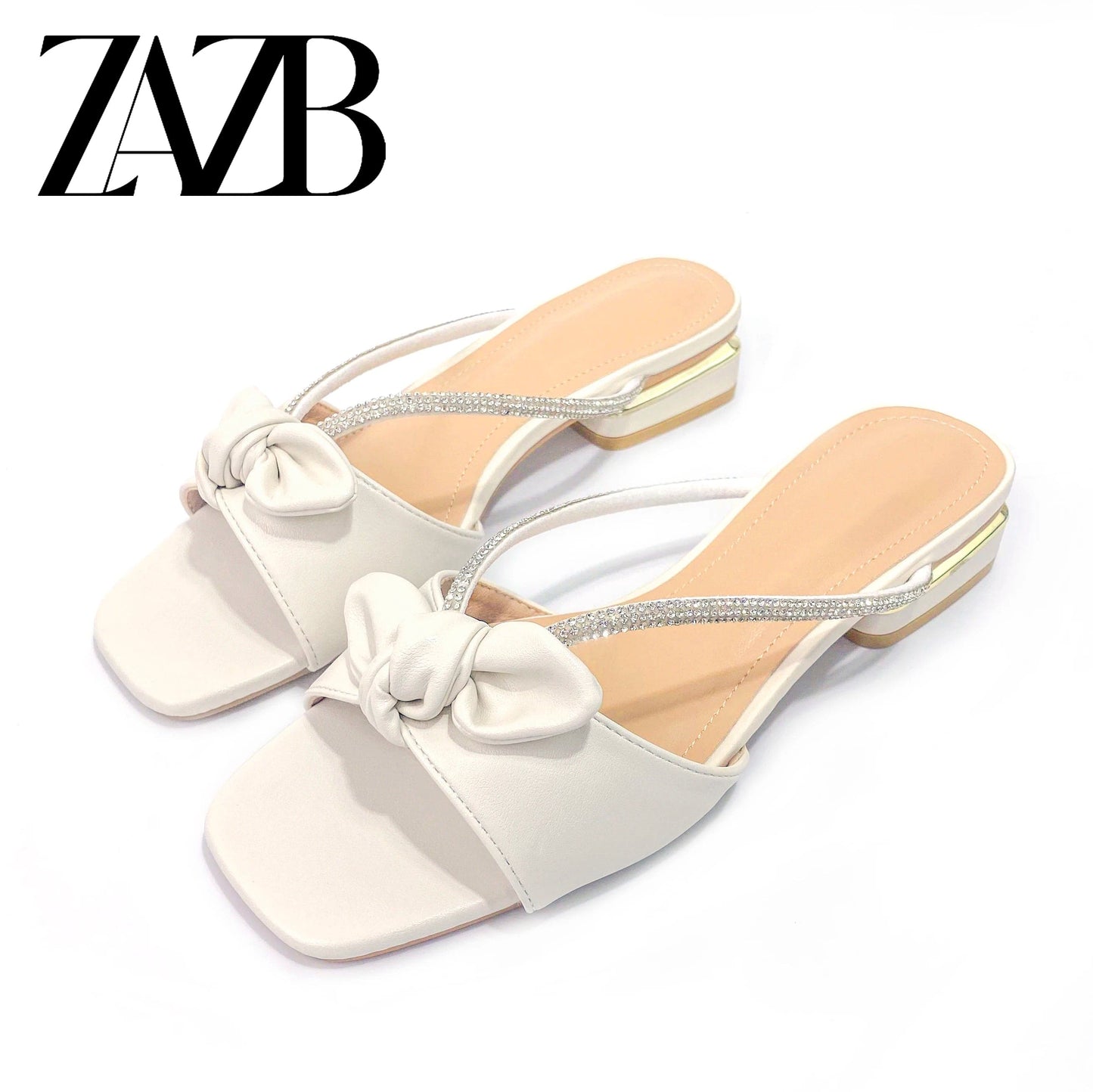 42 / White Customized designer shoes Fishbill shiny slippers Women's and women's medium heel slippers Luxury women's fashion