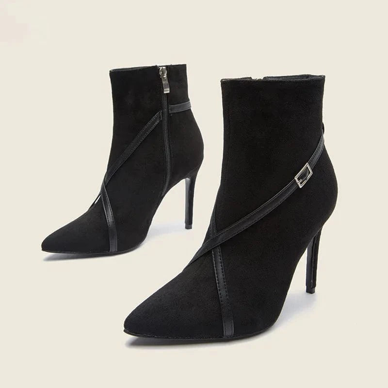 43 / Black Fashion Women Summer Winter High Heels Female Pointed-toe Ankle Strap Stilettos Sexy Party Banquet Ladies Ankle Boots