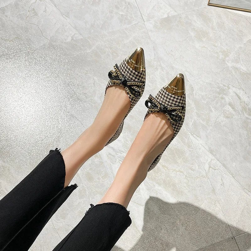 43 / Black New Spring Summer Women Flats Pointed-toe Bowknot Shallow Ladies Low Heels Office Banquet Dress Loafers Female