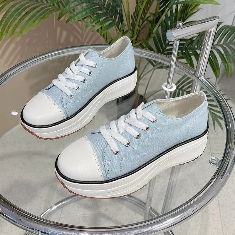 43 / Blue 2024 new autumn casual chic trendy style shoes ladies  thick bottom blank sneakersladies casual shoes