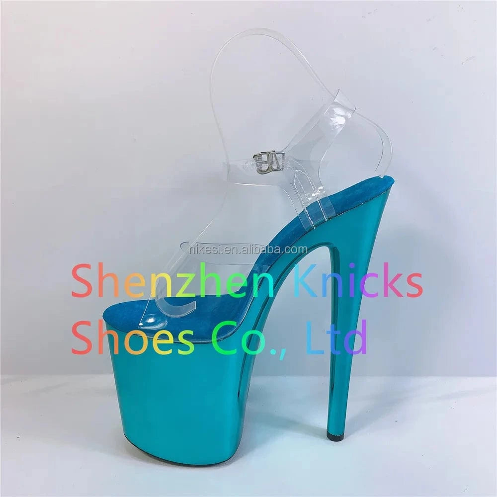 43 / Blue 8inch-20CM sexy super high-heeled shoes sandals thin heel show banquet shoes buckle waterproof platform sandals