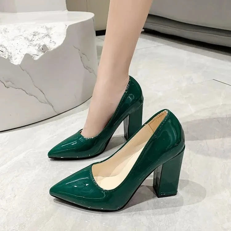 43 / Dark Green Womens Sandals 2023 Triangle Super High Thick Heeled Sandals For Women And Ladies Soft Padded Back Strap Party Women Sandals