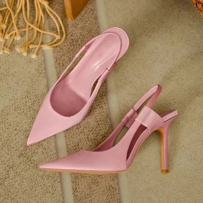 43 / Pink Low Price Fashion Trend Satin Pointy Stiletto Heeled Sandals For Women And Ladies 2022 New Style Female Shoes