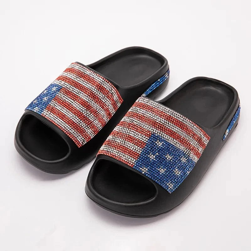 44-45 / Black flag Custom designer Printed Slides Slippers Customized EVA soft embossed Beach men slippers for Men for Women