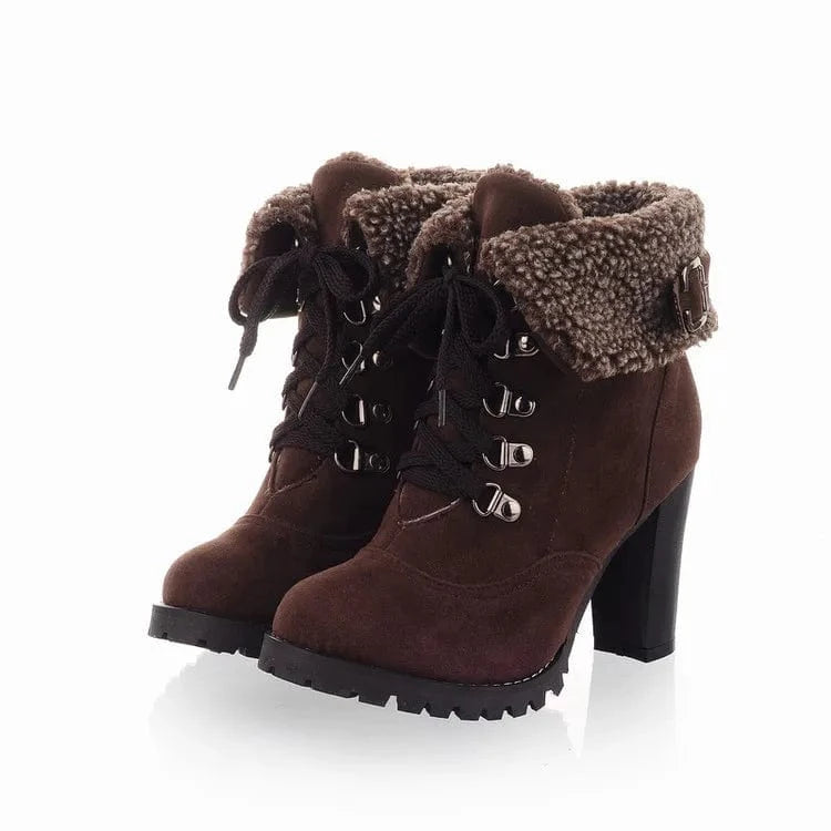 44 / brown sh10332a 2024 Autumn shoes women ankle boots big size high heel rubber boots