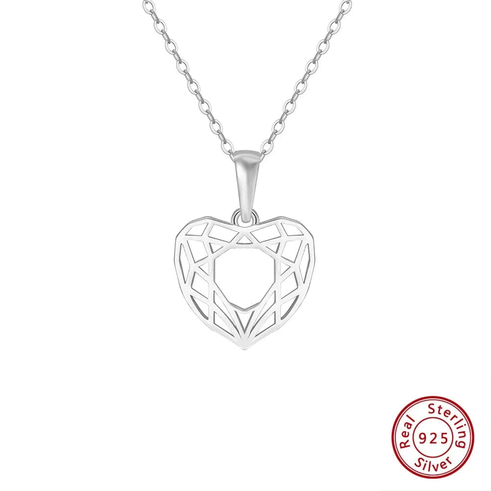 45cm/18inches / Rhodium Plated RINNTIN SAPN37 14K Gold Plated Geometric Heart Pendant Hollow Woven Shape 45cm Necklace 925 Sterling Silver Women Jewelry