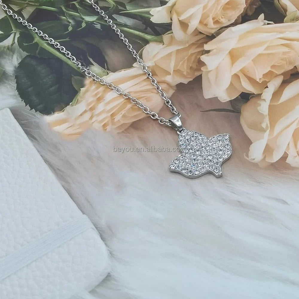 45cm+7cm / 1 / Silver Plated Handmade Greek Sorority White Pearl Rhinestone IVY Leaf Pendant Necklace Jewelry