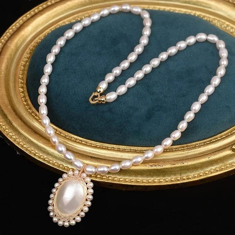 45cm / Champagne 2024 Mabe Pearl Pendant Freshwater Pearls Necklace Jewelry Luxury Real Natural Womens Nature Pink Decoration Beads Women's CLASSIC