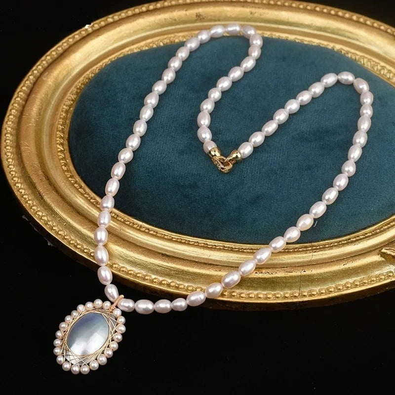 45cm / grey 2024 Mabe Pearl Pendant Freshwater Pearls Necklace Jewelry Luxury Real Natural Womens Nature Pink Decoration Beads Women's CLASSIC