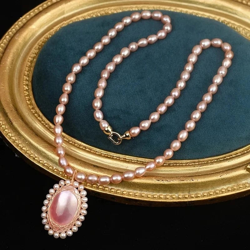 45cm / Pink 2024 Mabe Pearl Pendant Freshwater Pearls Necklace Jewelry Luxury Real Natural Womens Nature Pink Decoration Beads Women's CLASSIC