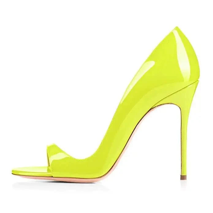 47 / Yellow Chaussures Femme Elegant Color Patchwork Open-toe Mujer Shoes Side Hollow Out Large Size High Heel Sandals Ladies Dating Sandals