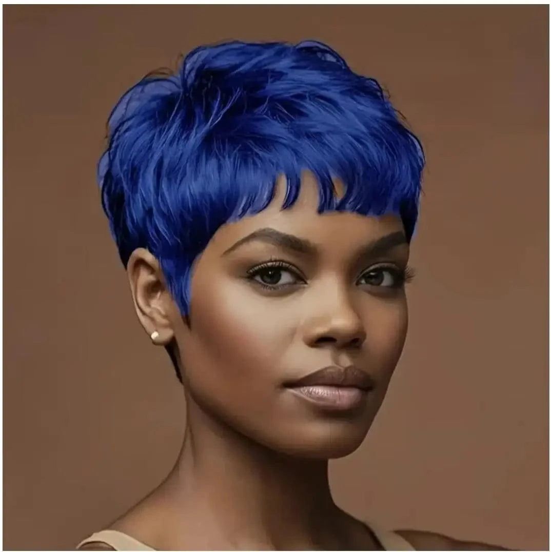 477-LAN Synthetic short black hair wig Pixie cut wig for Bangs short Fak wig for women party wig short hair