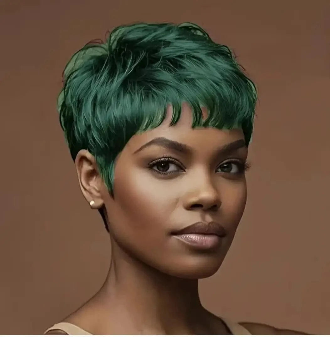 477-LV Synthetic short black hair wig Pixie cut wig for Bangs short Fak wig for women party wig short hair