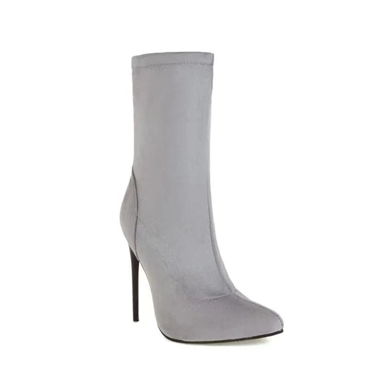 48 / Gray ANSZKTN Foreign trade cross-border spring and autumn suede super-high heel nightclub solid color knight Boots Ladies short boots