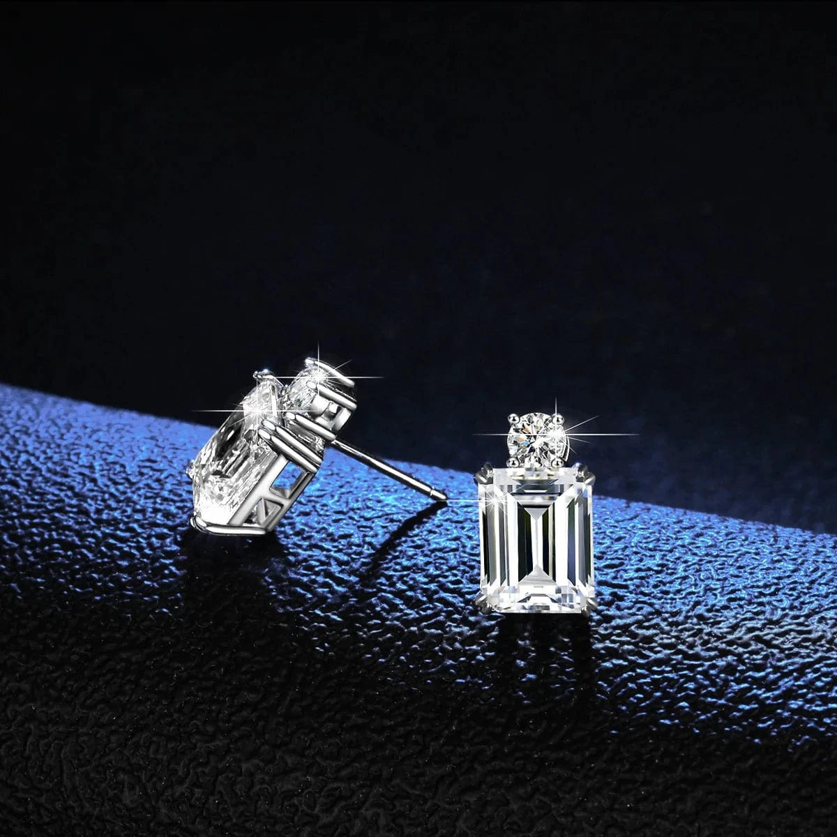 4ct / White Hoyon S925 Sterling Silver High End Jewelry Gemstone  Sapphire Jewelry Set 18K White Gold Real Natural Diamond Stud Earrings